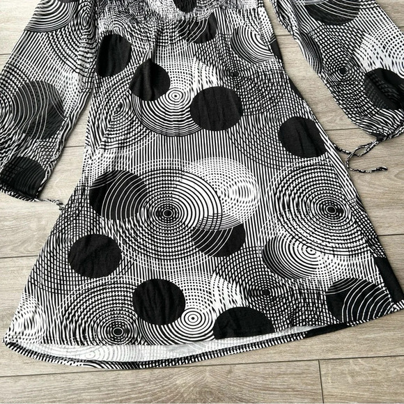 Nicole Benisti Polka Dots Sheer Sleeve Cutout Back Stretch Dress - Picture 11 of 16